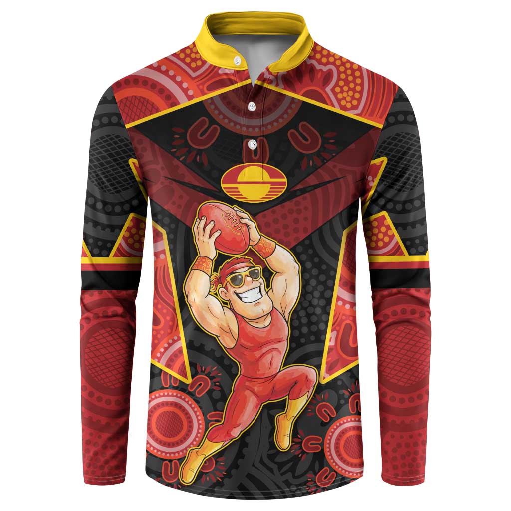 Custom Gold Coast Suns Red Button Sweatshirt Football Player Sun Emblem Dynamic