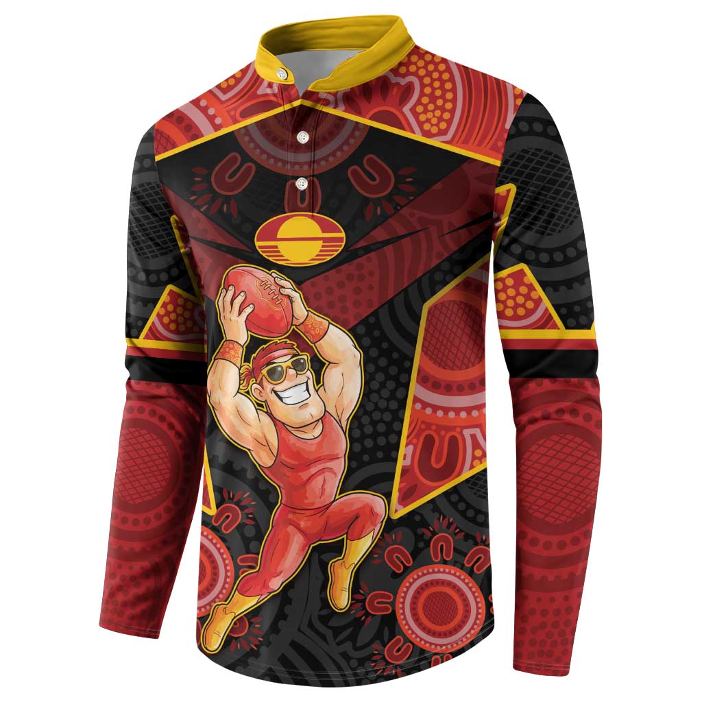 Custom Gold Coast Suns Red Button Sweatshirt Football Player Sun Emblem Dynamic