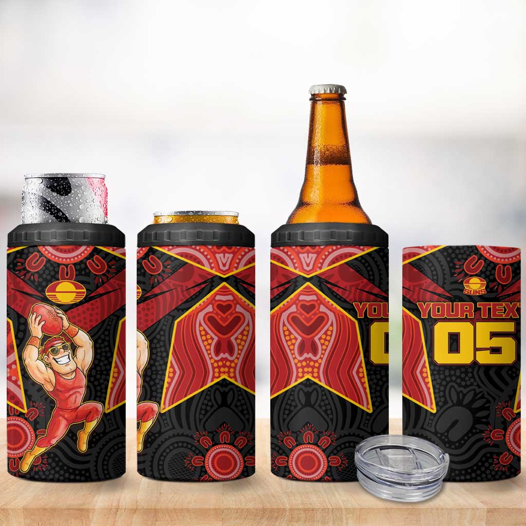 Custom Gold Coast Suns Red 4 in 1 Can Cooler Tumbler Football Player Sun Emblem Dynamic