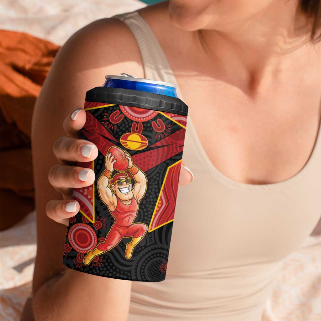 Custom Gold Coast Suns Red 4 in 1 Can Cooler Tumbler Football Player Sun Emblem Dynamic
