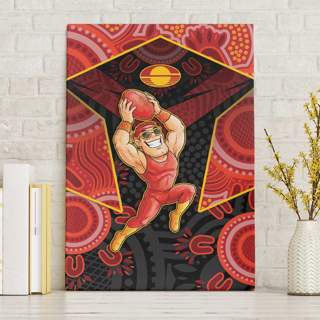 Gold Coast Suns Red Canvas Wall Art Football Player Sun Emblem Dynamic