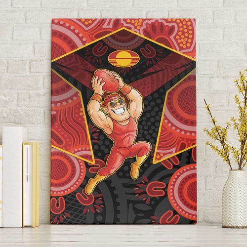 Gold Coast Suns Red Canvas Wall Art Football Player Sun Emblem Dynamic