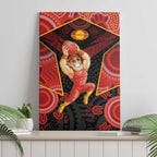 Gold Coast Suns Red Canvas Wall Art Football Player Sun Emblem Dynamic