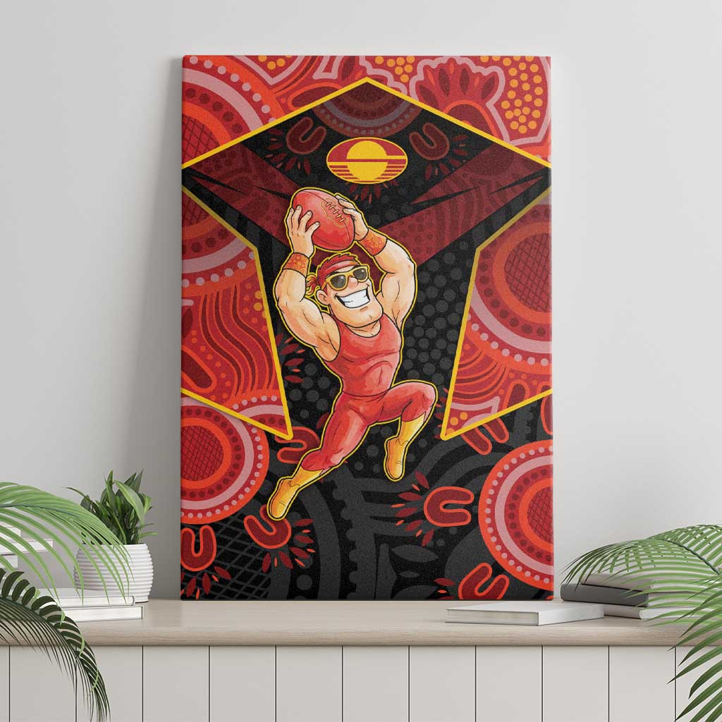 Gold Coast Suns Red Canvas Wall Art Football Player Sun Emblem Dynamic