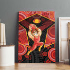 Gold Coast Suns Red Canvas Wall Art Football Player Sun Emblem Dynamic