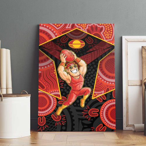 Gold Coast Suns Red Canvas Wall Art Football Player Sun Emblem Dynamic