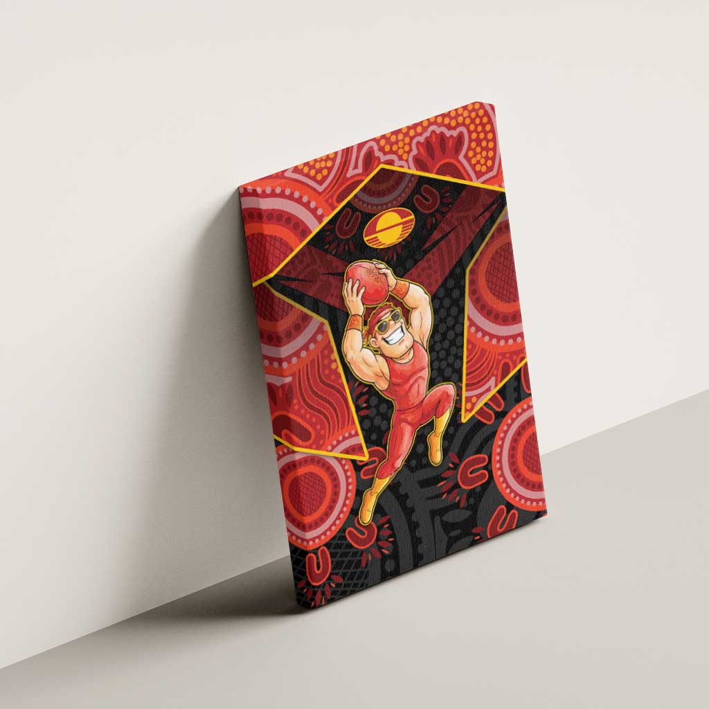 Gold Coast Suns Red Canvas Wall Art Football Player Sun Emblem Dynamic