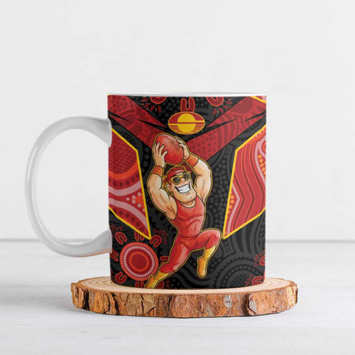 Custom Gold Coast Suns Red Ceramic Mug Football Player Sun Emblem Dynamic