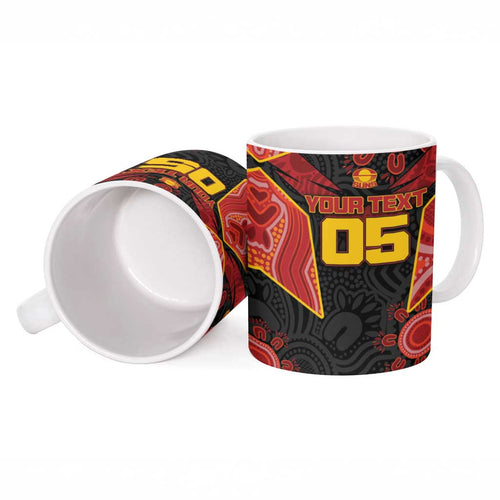 Custom Gold Coast Suns Red Ceramic Mug Football Player Sun Emblem Dynamic