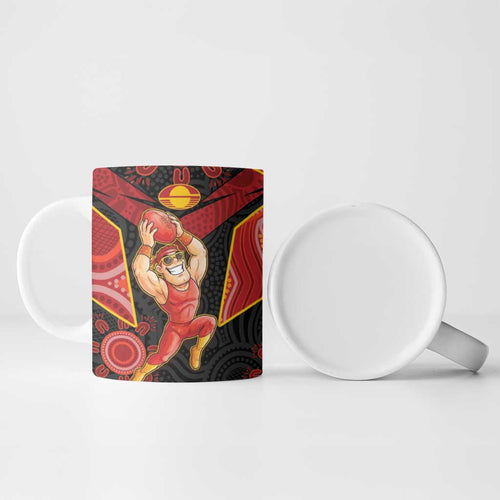 Custom Gold Coast Suns Red Ceramic Mug Football Player Sun Emblem Dynamic