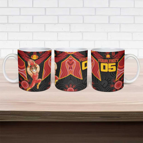 Custom Gold Coast Suns Red Ceramic Mug Football Player Sun Emblem Dynamic