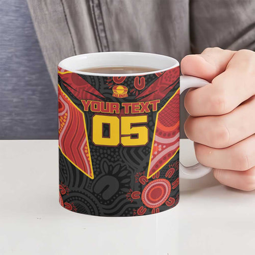 Custom Gold Coast Suns Red Ceramic Mug Football Player Sun Emblem Dynamic