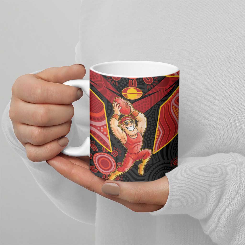 Custom Gold Coast Suns Red Ceramic Mug Football Player Sun Emblem Dynamic
