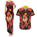Custom Gold Coast Suns Red Couples Matching Tank Maxi Dress and Hawaiian Shirt Football Player Sun Emblem Dynamic