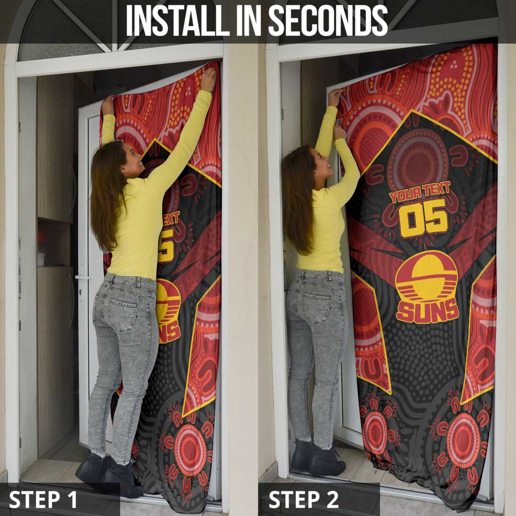 Custom Gold Coast Suns Red Door Cover Football Player Sun Emblem Dynamic