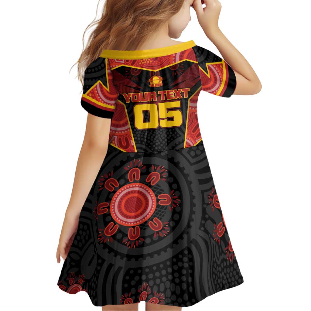 Custom Gold Coast Suns Red Family Matching Short Sleeve Bodycon Dress and Hawaiian Shirt Football Player Sun Emblem Dynamic