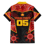 Custom Gold Coast Suns Red Family Matching Short Sleeve Bodycon Dress and Hawaiian Shirt Football Player Sun Emblem Dynamic