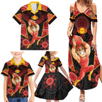 Custom Gold Coast Suns Red Family Matching Summer Maxi Dress and Hawaiian Shirt Football Player Sun Emblem Dynamic