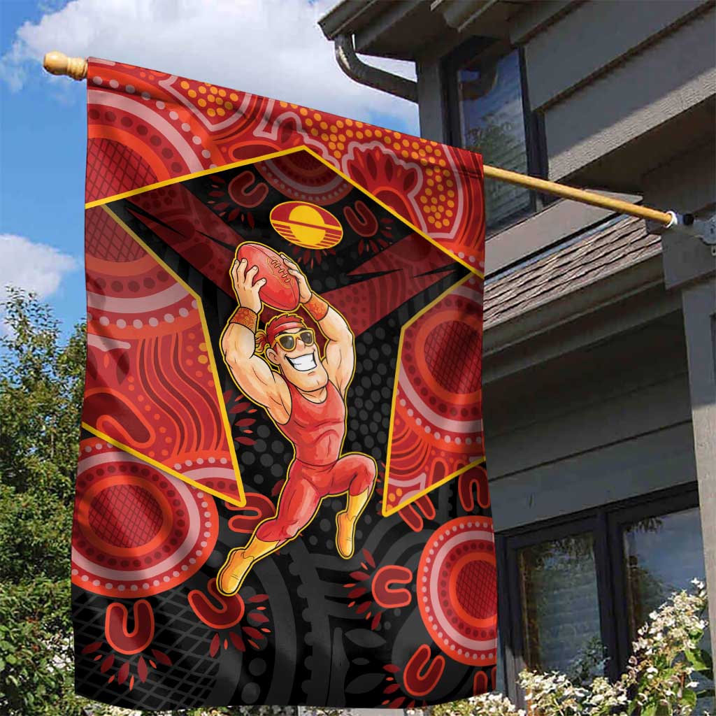 Gold Coast Suns Red Garden Flag Football Player Sun Emblem Dynamic