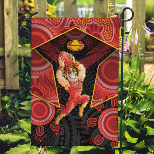 Gold Coast Suns Red Garden Flag Football Player Sun Emblem Dynamic