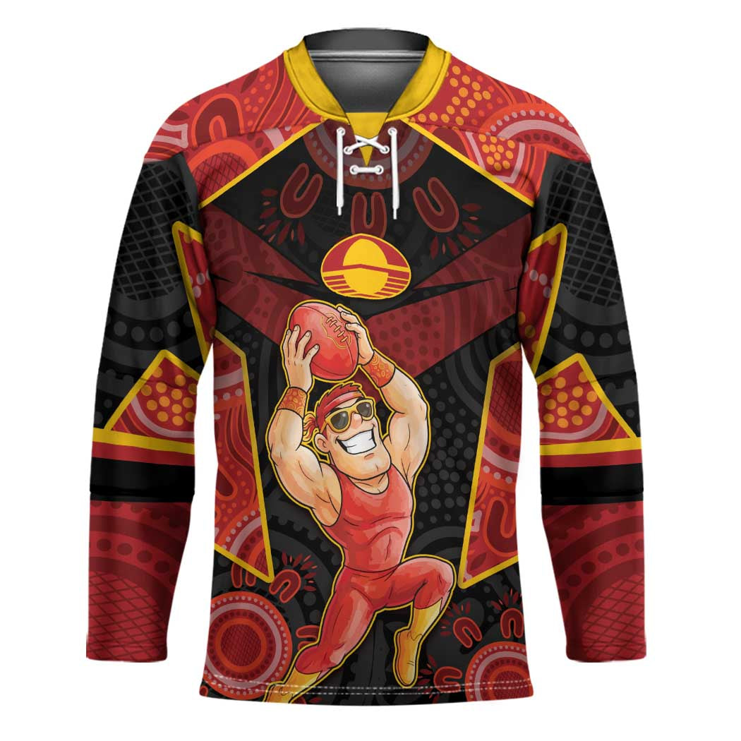 Custom Gold Coast Suns Red Hockey Jersey Football Player Sun Emblem Dynamic