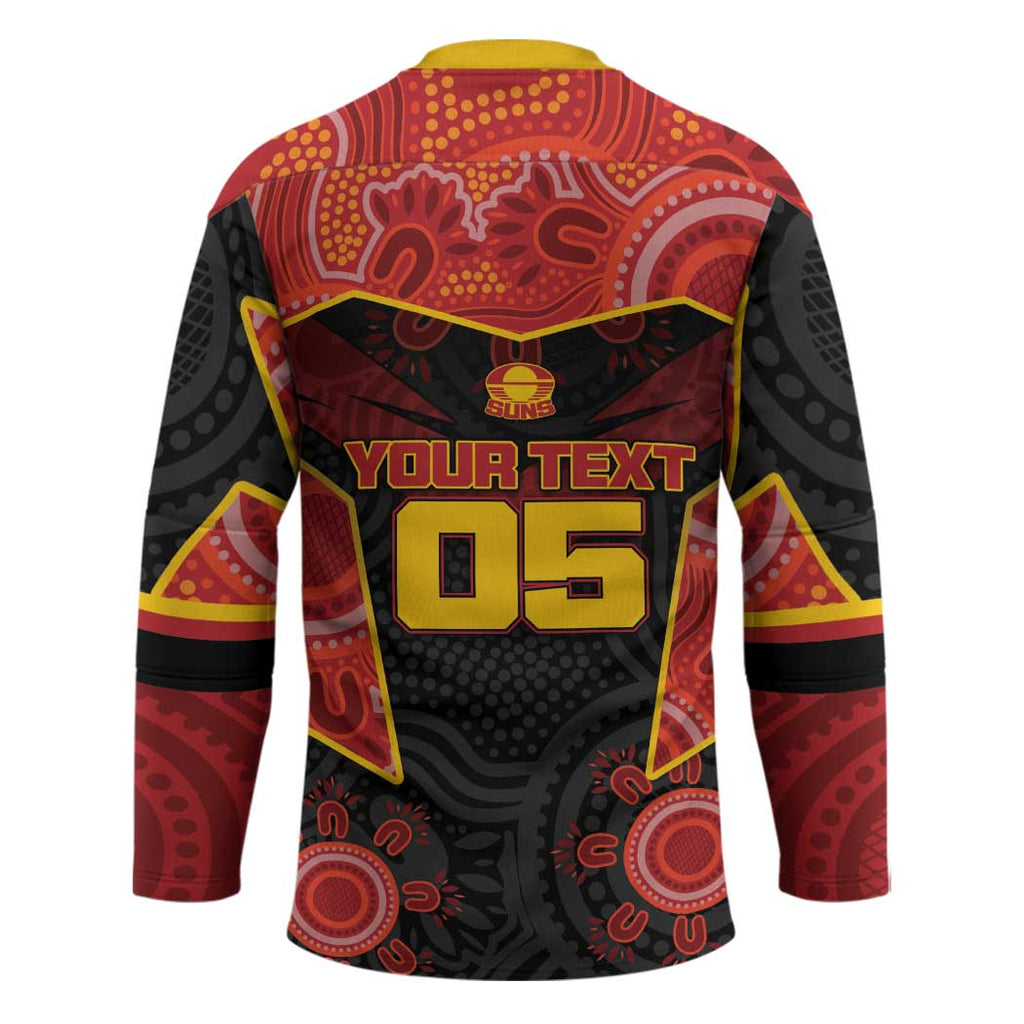 Custom Gold Coast Suns Red Hockey Jersey Football Player Sun Emblem Dynamic