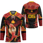 Custom Gold Coast Suns Red Hockey Jersey Football Player Sun Emblem Dynamic