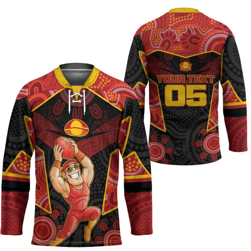 Custom Gold Coast Suns Red Hockey Jersey Football Player Sun Emblem Dynamic