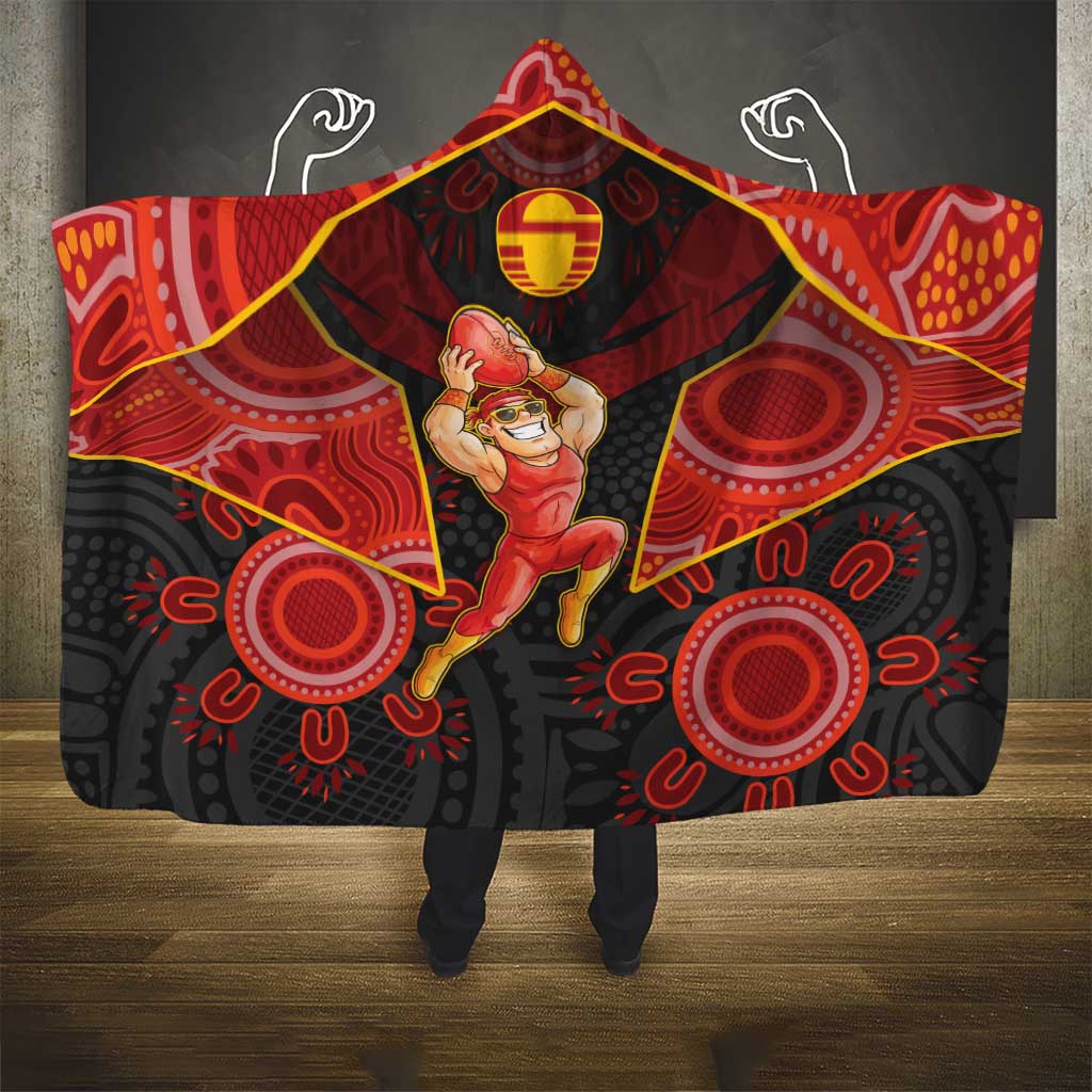 Gold Coast Suns Red Hooded Blanket Football Player Sun Emblem Dynamic