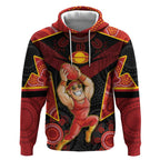 Custom Gold Coast Suns Red Hoodie Football Player Sun Emblem Dynamic