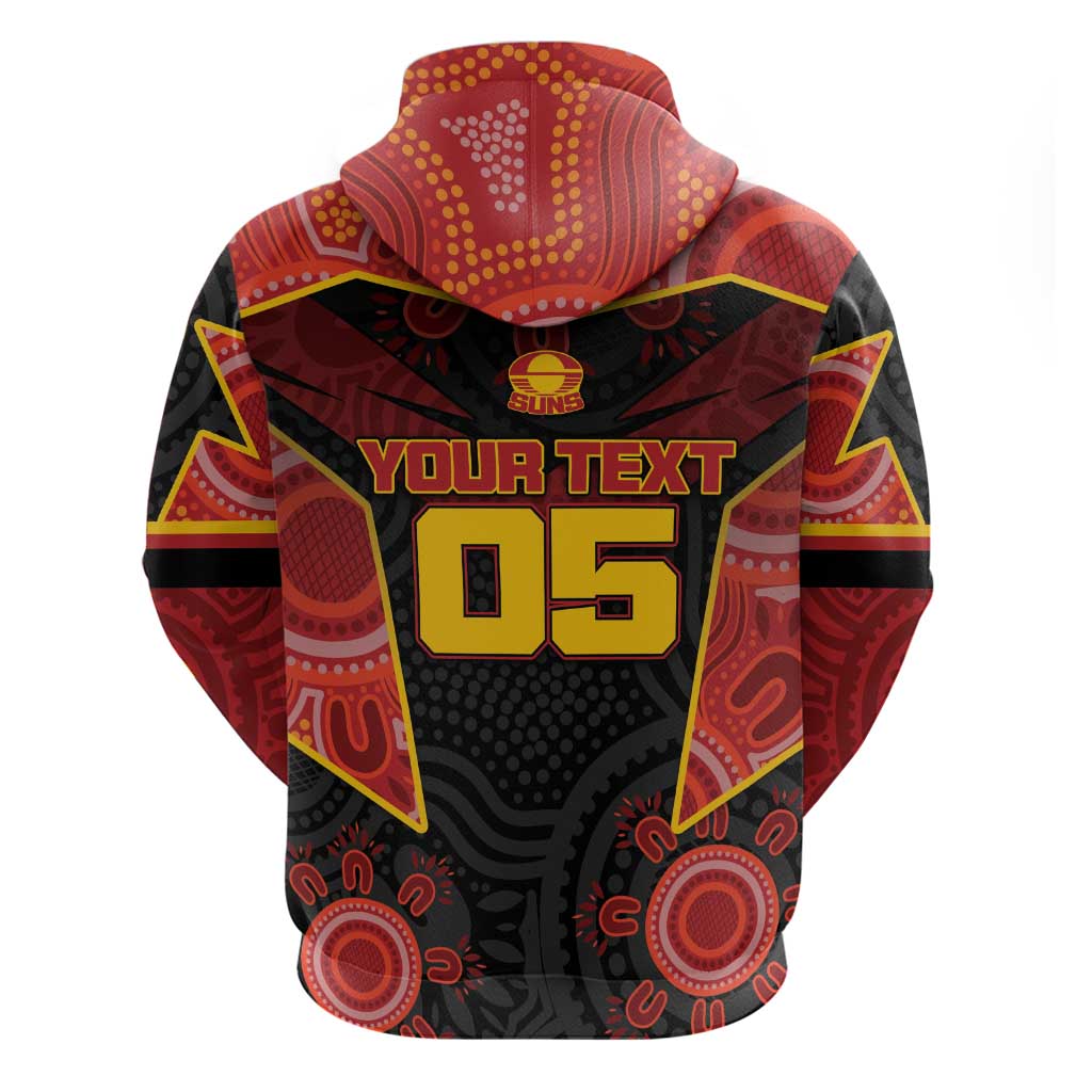 Custom Gold Coast Suns Red Hoodie Football Player Sun Emblem Dynamic