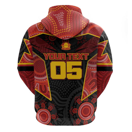 Custom Gold Coast Suns Red Hoodie Football Player Sun Emblem Dynamic