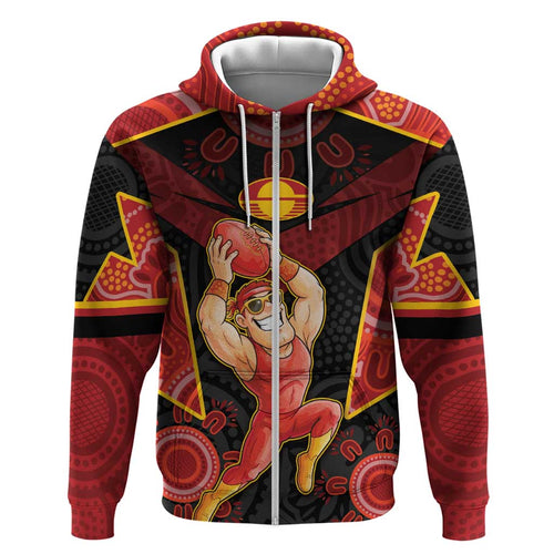 Custom Gold Coast Suns Red Hoodie Football Player Sun Emblem Dynamic