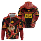 Custom Gold Coast Suns Red Hoodie Football Player Sun Emblem Dynamic