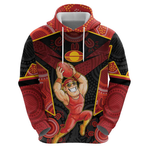 Custom Gold Coast Suns Red Hoodie Football Player Sun Emblem Dynamic