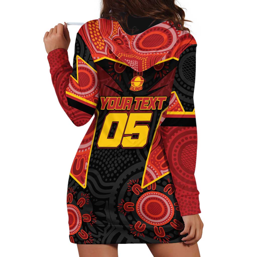 Custom Gold Coast Suns Red Hoodie Dress Football Player Sun Emblem Dynamic