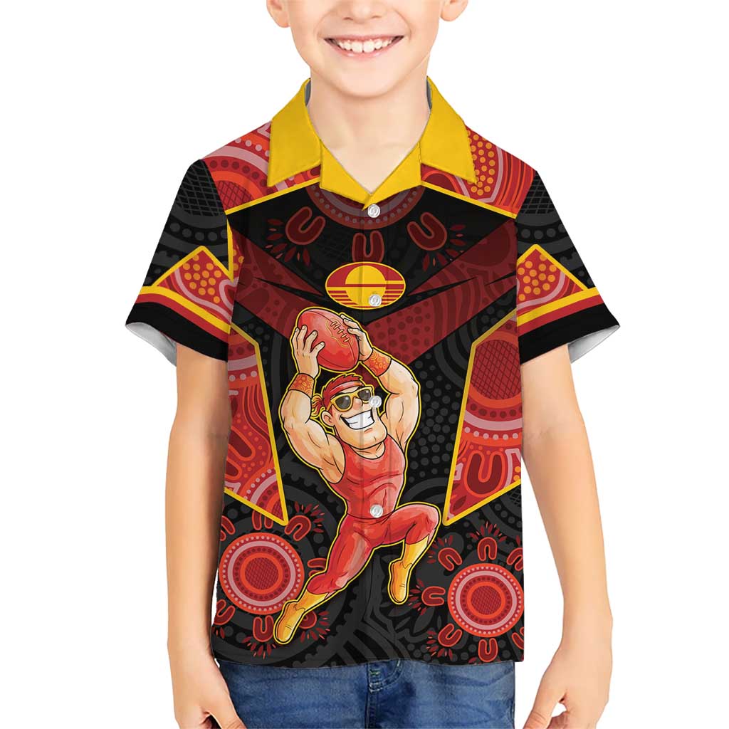 Custom Gold Coast Suns Red Kid Hawaiian Shirt Football Player Sun Emblem Dynamic