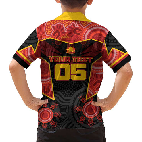 Custom Gold Coast Suns Red Kid Hawaiian Shirt Football Player Sun Emblem Dynamic