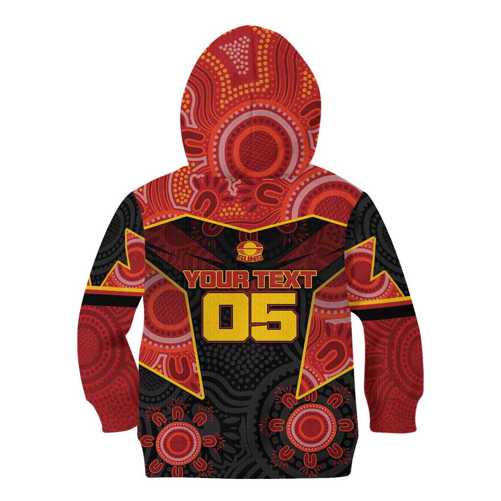 Custom Gold Coast Suns Red Kid Hoodie Football Player Sun Emblem Dynamic