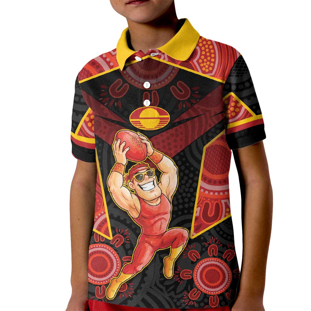 Custom Gold Coast Suns Red Kid Polo Shirt Football Player Sun Emblem Dynamic