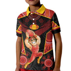Custom Gold Coast Suns Red Kid Polo Shirt Football Player Sun Emblem Dynamic