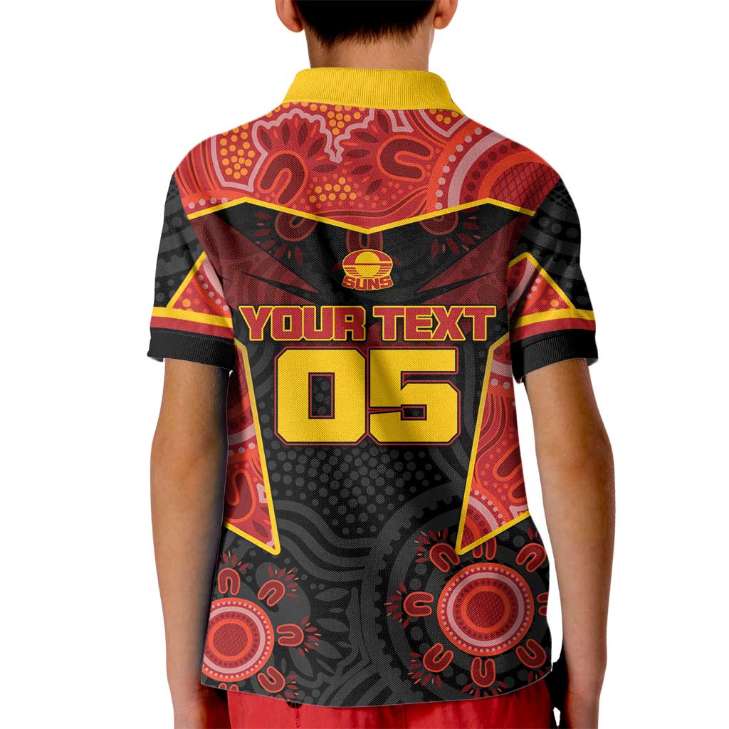 Custom Gold Coast Suns Red Kid Polo Shirt Football Player Sun Emblem Dynamic