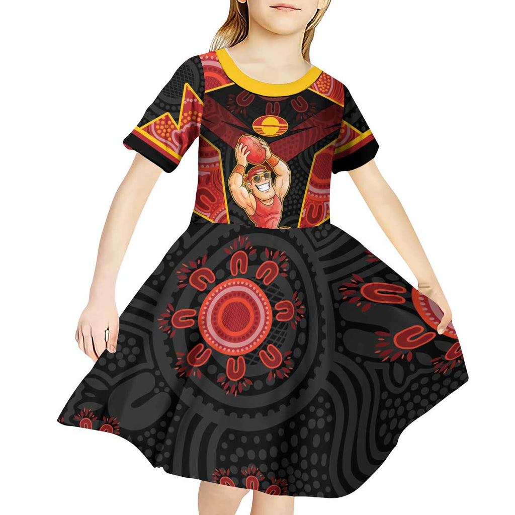 Custom Gold Coast Suns Red Kid Short Sleeve Dress Football Player Sun Emblem Dynamic