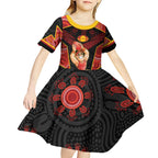 Custom Gold Coast Suns Red Kid Short Sleeve Dress Football Player Sun Emblem Dynamic