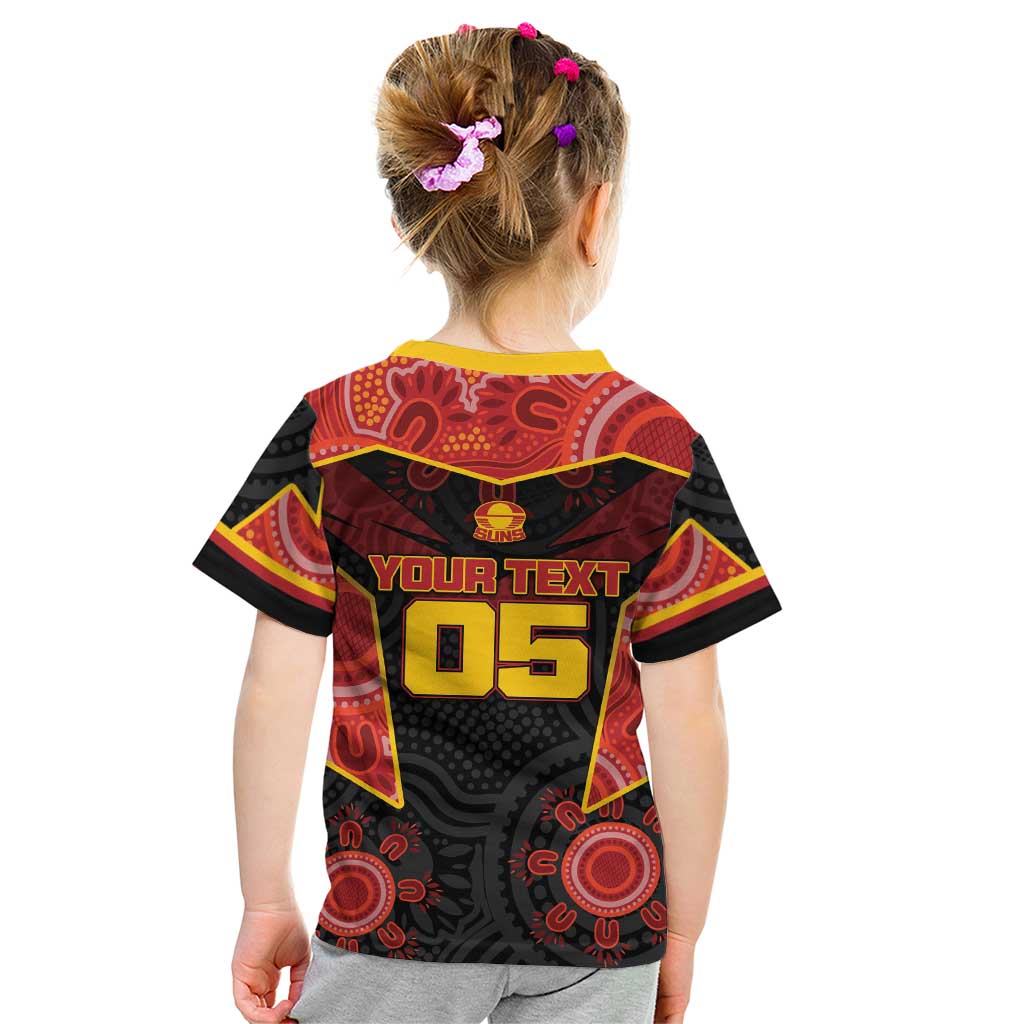 Custom Gold Coast Suns Red Kid T Shirt Football Player Sun Emblem Dynamic