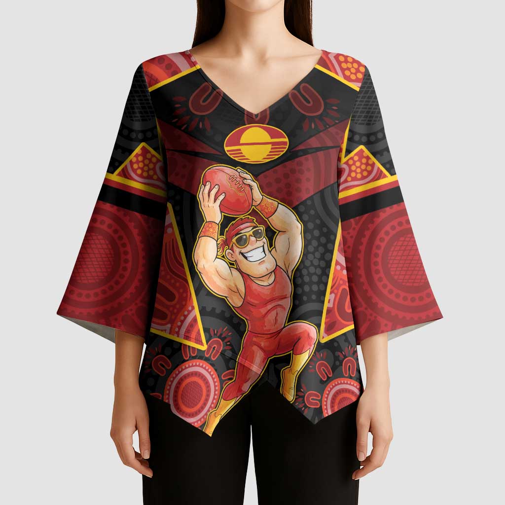 Custom Gold Coast Suns Red Kimono Sleeve Blouse Football Player Sun Emblem Dynamic
