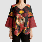 Custom Gold Coast Suns Red Kimono Sleeve Blouse Football Player Sun Emblem Dynamic