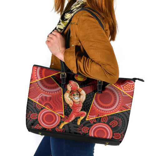 Gold Coast Suns Red Leather Tote Bag Football Player Sun Emblem Dynamic