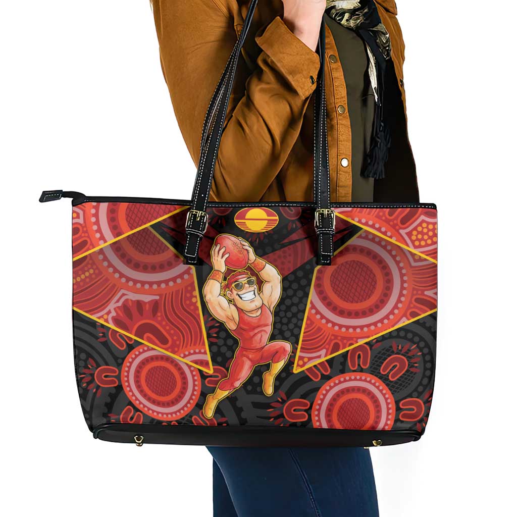 Gold Coast Suns Red Leather Tote Bag Football Player Sun Emblem Dynamic