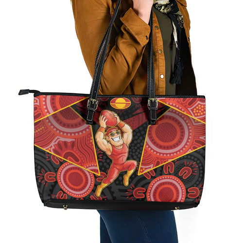 Gold Coast Suns Red Leather Tote Bag Football Player Sun Emblem Dynamic